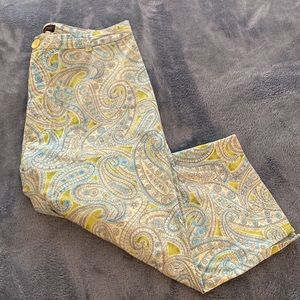 Paisley Print Cropped Pants
